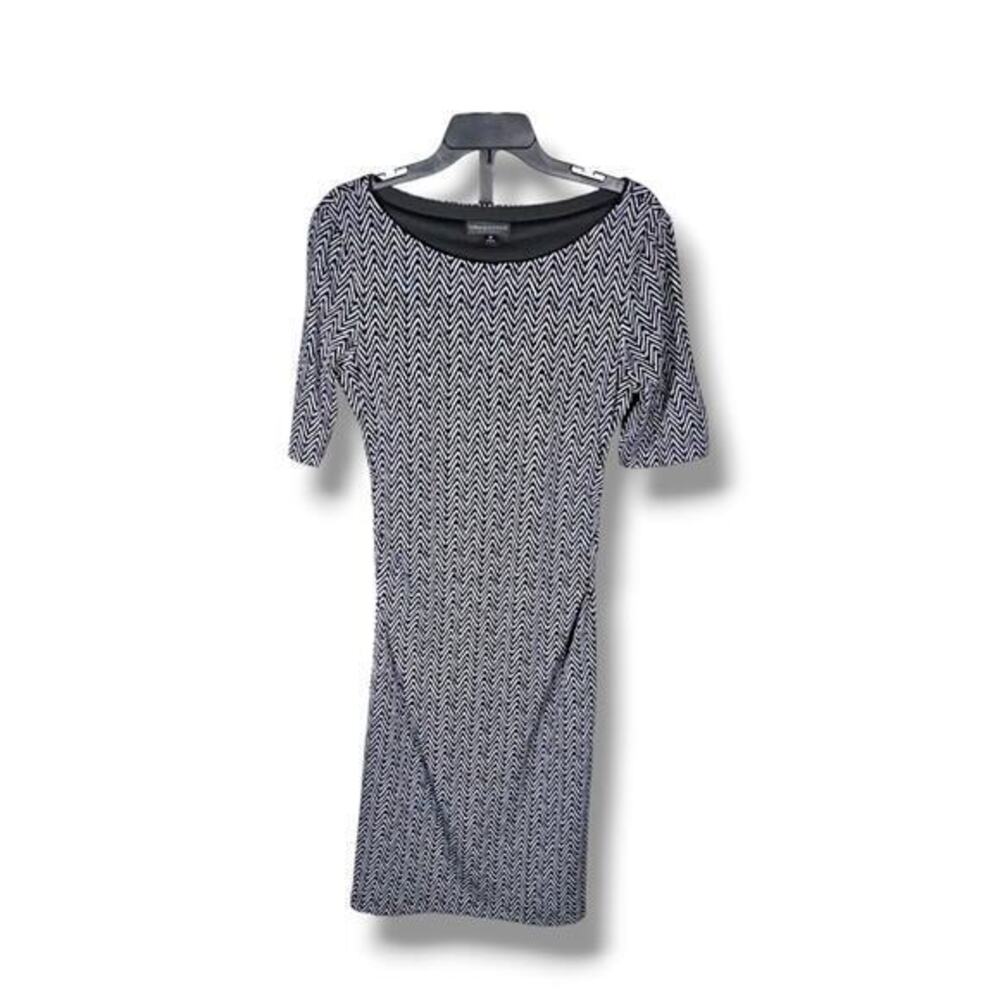 Connected Apparel Women's White Herringbone 3/4 Sleeve Mini Dress Size 10